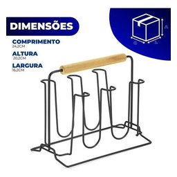 Porta Copos Suporte Copos P/ 6 Copos Cozinha Mesa Escorredor Arthi - 5
