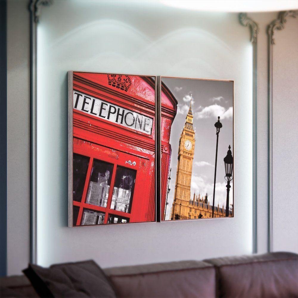 Kit 2 Telas Canvas Com Moldura Cabine Big Ben - 1