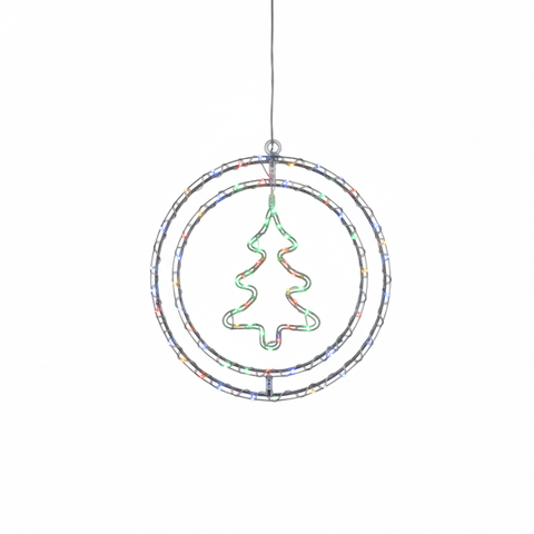 Argola Dupla C/ Figuras Árvore 80leds Colorido - Global