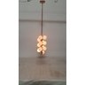 PENDENTE VERTICAL COM BOLAS BRANCAS DE VIDRO BRANCO  ESTRUTURA ROSÉ 12 LÂMPADAS JABUTICABA - 2