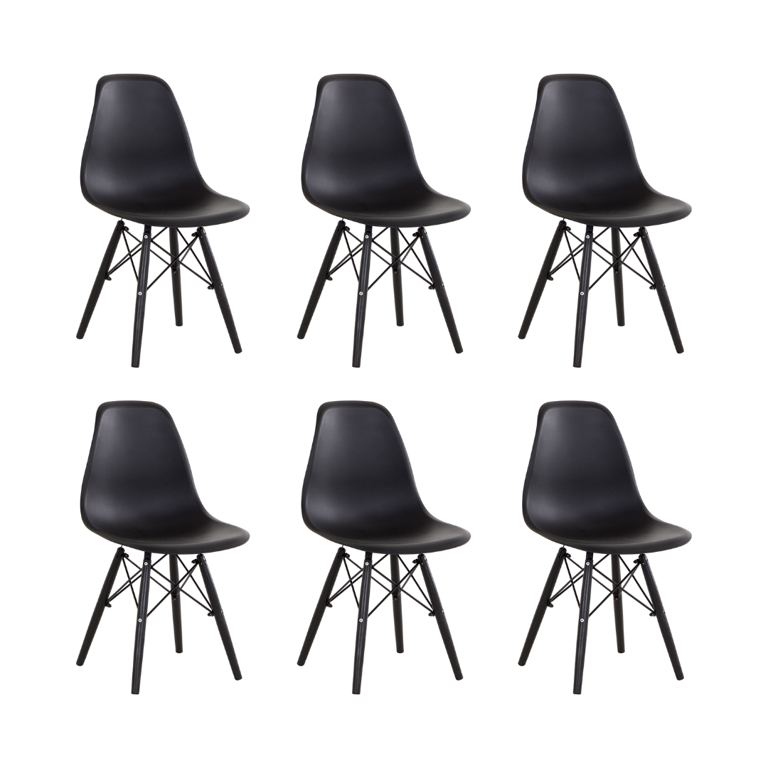 Kit 6 Cadeiras de Jantar Eames Eiffel Preta Color