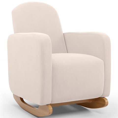 Poltrona de Amamentação com Balanço Orgânica Saori W01 Suede Bege - Lyam Decor
