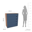 Ver imagem 4 de Cômoda Porto com 5 Gavetas 90x104cm Freijó/Azul 240822