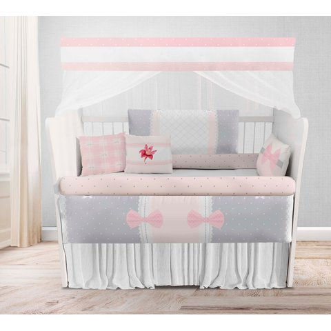 Kit Berço Enxoval de Bebê Floral Rosa Sku: Kt383-23pcs