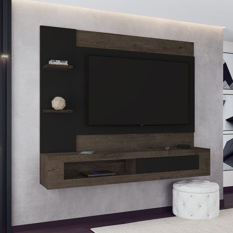 Painel para Tv até 65 Polegadas 183 X 109 Cm Estoril Mdp Coffee Preto - Clicklar
