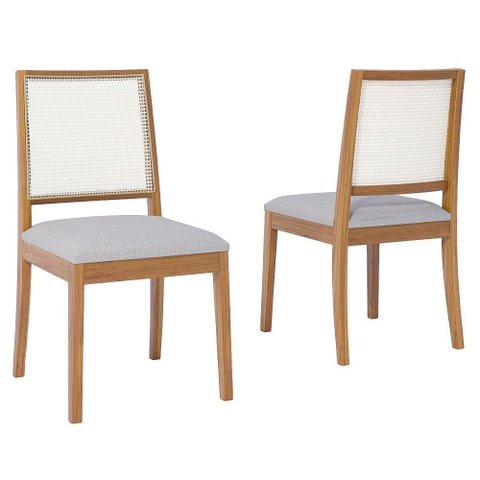 Kit 2 Cadeiras Estofadas Madeira Tauari 20725 Linho Cinza Natuem