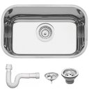 Ver imagem 1 de Cuba Tramontina Lavínia 47 bl Prime em Aço Inox Alto Brilho 47x30x17 Cm com Válvula e Sifão