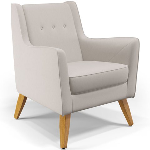 Poltrona Decorativa com Pés de Madeira Taroba D02 Veludo Bege B-309 - Lyam Decor
