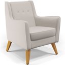 Ver imagem 1 de Poltrona Decorativa com Pés de Madeira Taroba D02 Veludo Bege B-309 - Lyam Decor