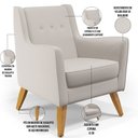 Ver imagem 4 de Poltrona Decorativa com Pés de Madeira Taroba D02 Veludo Bege B-309 - Lyam Decor