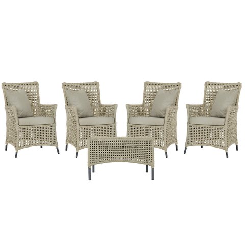 4 Poltronas e 1 Mesa Igapó em Alumínio Pintura Preta Corda Náutica Estofado 7