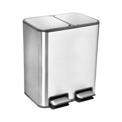 Lixeira Docol Flat 90987294016 com Pedal 10l + 10l Inox Escovado