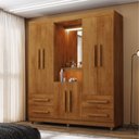 Ver imagem 1 de Guarda-Roupa Casal 6 Portas 4 Gavetas com Espelho e LED Nicho Iluminado São Paulo Carvalho Tapajós