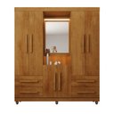 Ver imagem 4 de Guarda-Roupa Casal 6 Portas 4 Gavetas com Espelho e LED Nicho Iluminado São Paulo Carvalho Tapajós