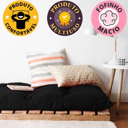 Futon Dobrável de Espuma Solteiro Preto Bf Colchões - 5