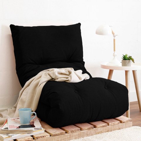 Futon Dobrável de Espuma Solteiro Preto Bf Colchões