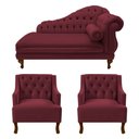 Ver imagem 1 de Divã Larissa 150 cm Esquerdo de quem senta e 2 Poltronas Genesis Suede Vermelho Bordo - LM DECOR
