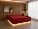 Ver imagem 2 de Cama Box Baú Casal Flutuante com LED, Encaixe para Colchão e Puxador Embutido:Vermelho