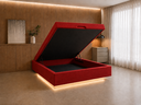 Ver imagem 1 de Cama Box Baú Casal Flutuante com LED, Encaixe para Colchão e Puxador Embutido:Vermelho