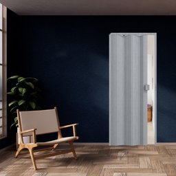Porta Sanfonada de Correr Cinza C/ Trinco Moderno - 210cm - 97cm - Permatti - 2