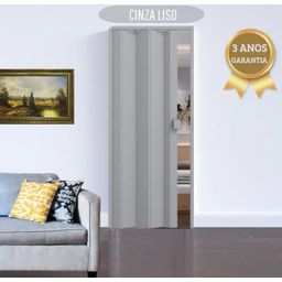 Porta Sanfonada de Correr Cinza C/ Trinco Moderno - 210cm - 97cm - Permatti - 4