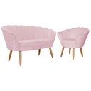 Ver imagem 1 de Kit Namoradeira e 1 Poltrona Pétala Decorativa Veludo Rosa - Montanaris Decor