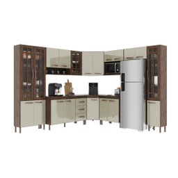 Cozinha Modulada Completa Fidelitá Lisboa 9 Peças 515cm 20 Portas 3 Gavetas com Tampo - 3