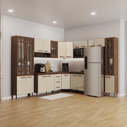 Cozinha Modulada Completa Fidelitá Lisboa 9 Peças 515cm 20 Portas 3 Gavetas com Tampo - 1