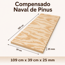 Ver imagem 3 de Compensado de Pinus Naval (109cm x 39cm x 25mm)