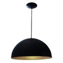 Ver imagem 1 de Kit 2 Pendente Onix Poptem Meia Esfera 80cm Preto e Dourado Lustre Aluminio Luminária Sala