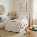 Ver imagem 7 de Cama Solteiro Cabeceira Estofada Quarto Moderno Alto Padrão:linho Off White