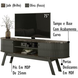 Rack Bancada 183 cm TV 75 Pol 5111 Jade Oliva MDT - 4