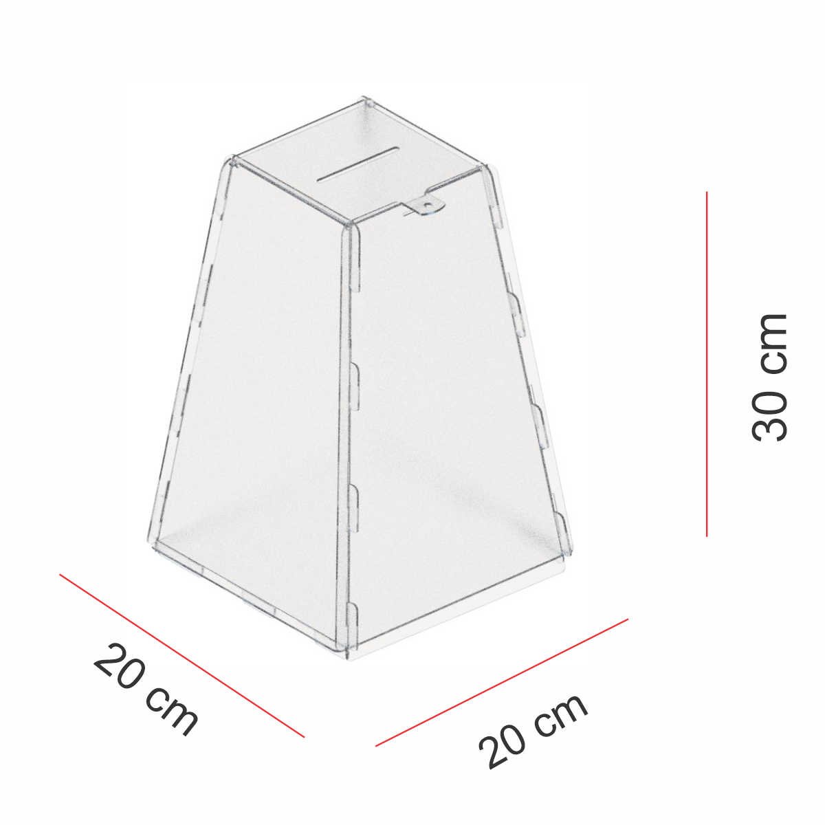 Urna Acrílico Sorteio Caixa Sugestões Pirâmide Cofre 30x20cm - 2