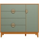 Ver imagem 6 de Cômoda Sapateira 1 Porta 4 Gavetas Pés Retrô Abruzzo A04 Cinamomo Sálvia - Lyam Decor