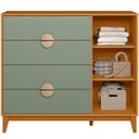 Ver imagem 7 de Cômoda Sapateira 1 Porta 4 Gavetas Pés Retrô Abruzzo A04 Cinamomo Sálvia - Lyam Decor
