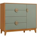 Ver imagem 5 de Cômoda Sapateira 1 Porta 4 Gavetas Pés Retrô Abruzzo A04 Cinamomo Sálvia - Lyam Decor