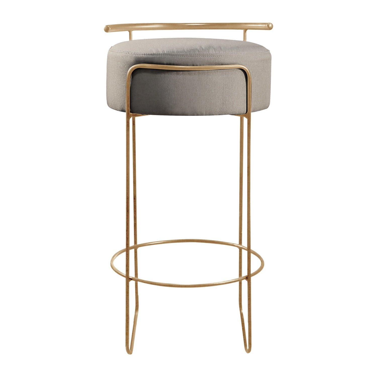 Banqueta Olivia em Linho e Base Metal Dourado Agarb Decor:linho Cinza - 5