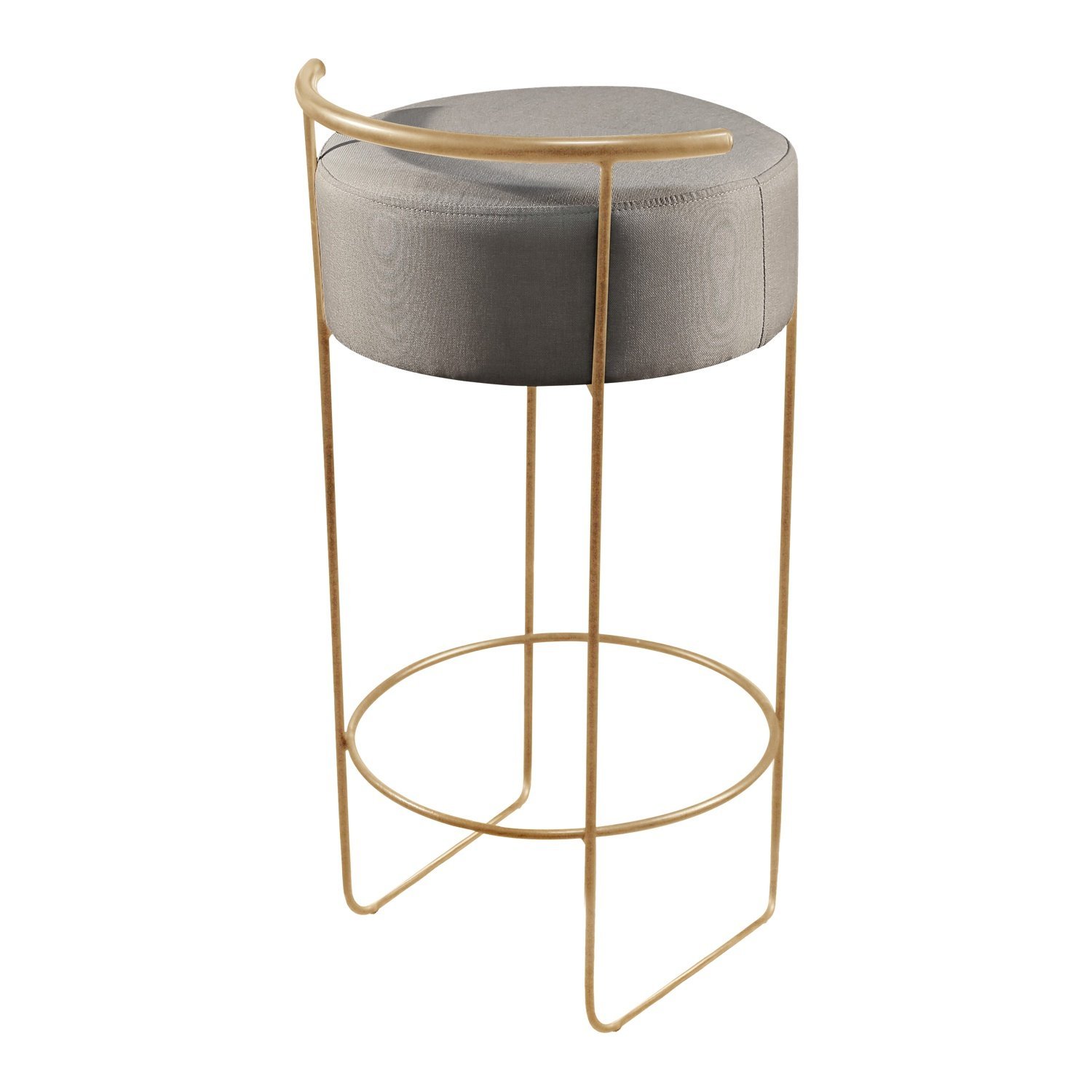 Banqueta Olivia em Linho e Base Metal Dourado Agarb Decor:linho Cinza - 6