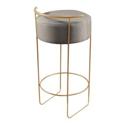 Banqueta Olivia em Linho e Base Metal Dourado Agarb Decor:linho Cinza - 6
