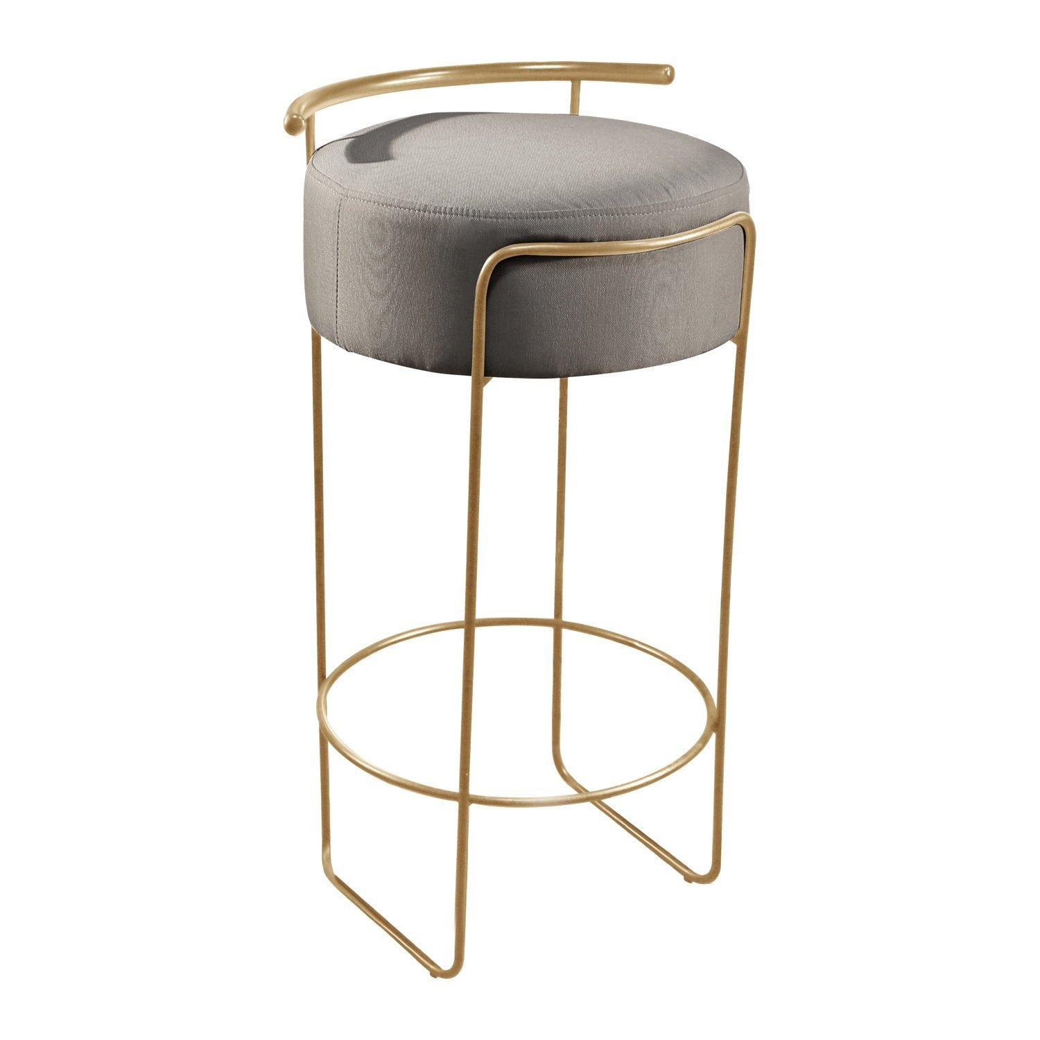 Banqueta Olivia em Linho e Base Metal Dourado Agarb Decor:linho Cinza - 3