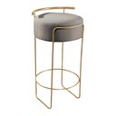 Ver imagem 3 de Banqueta Olivia em Linho e Base Metal Dourado Agarb Decor:linho Cinza