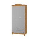 Ver imagem 2 de Guarda Roupa Lara MDF Nature Cinza 3 Portas 2 Gavetas Infantil Organizador Quarto Moderno