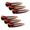 Ver imagem 1 de Kit 6 Pçs Estilete Metálico Emborrachado Largo Lâmina 18mm Empacotamento Multiuso