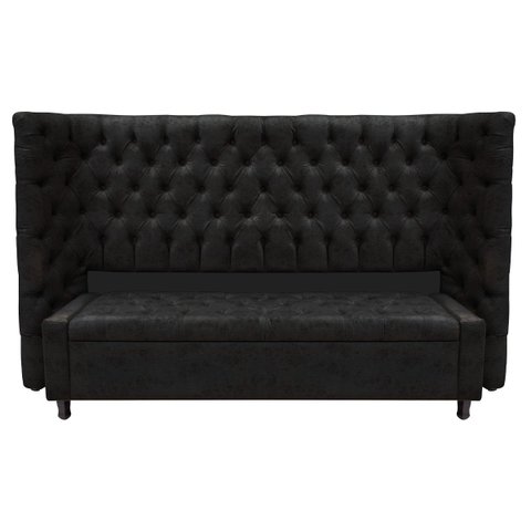 Kit Cabeceira e Calçadeira Baú King Everest P02 195 cm para cama Box Suede - Doce Sonho Móveis KIT C