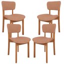 Ver imagem 1 de Kit 04 Cadeiras para Sala de Jantar Cozinha Living Estofada Dara L02 Linho Rosê - Lyam Decor