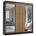 Ver imagem 2 de Guarda-Roupa Casal Madesa Istambul 3 Portas de Correr com Espelhos 3 Gavetas Preto/Rustic Cor:Preto/