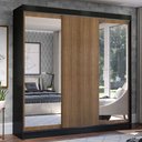 Ver imagem 1 de Guarda-Roupa Casal Madesa Istambul 3 Portas de Correr com Espelhos 3 Gavetas Preto/Rustic Cor:Preto/