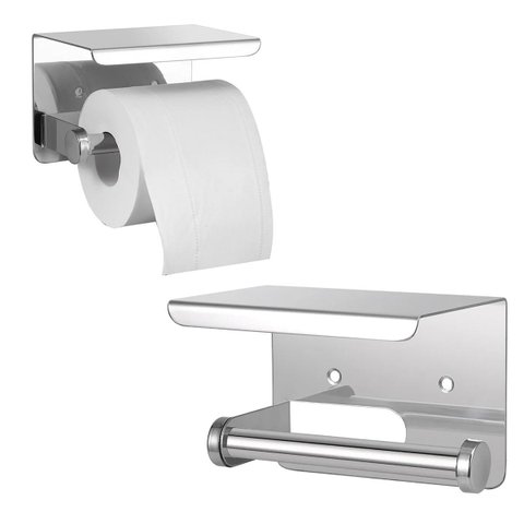 Suporte Papel Higienico Inox Banheiro Lavabo Kit 2 unidades Prateleira Porta Objeto Celular Suporte 