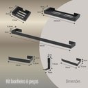 Ver imagem 3 de Kit Acessório para Banheiro e Lavabo 6 Peças Luxo Preto Fosco - Preto