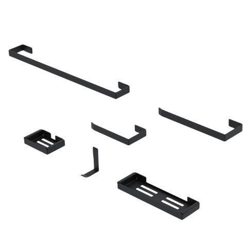 Kit Acessório para Banheiro e Lavabo 6 Peças Luxo Preto Fosco - Preto